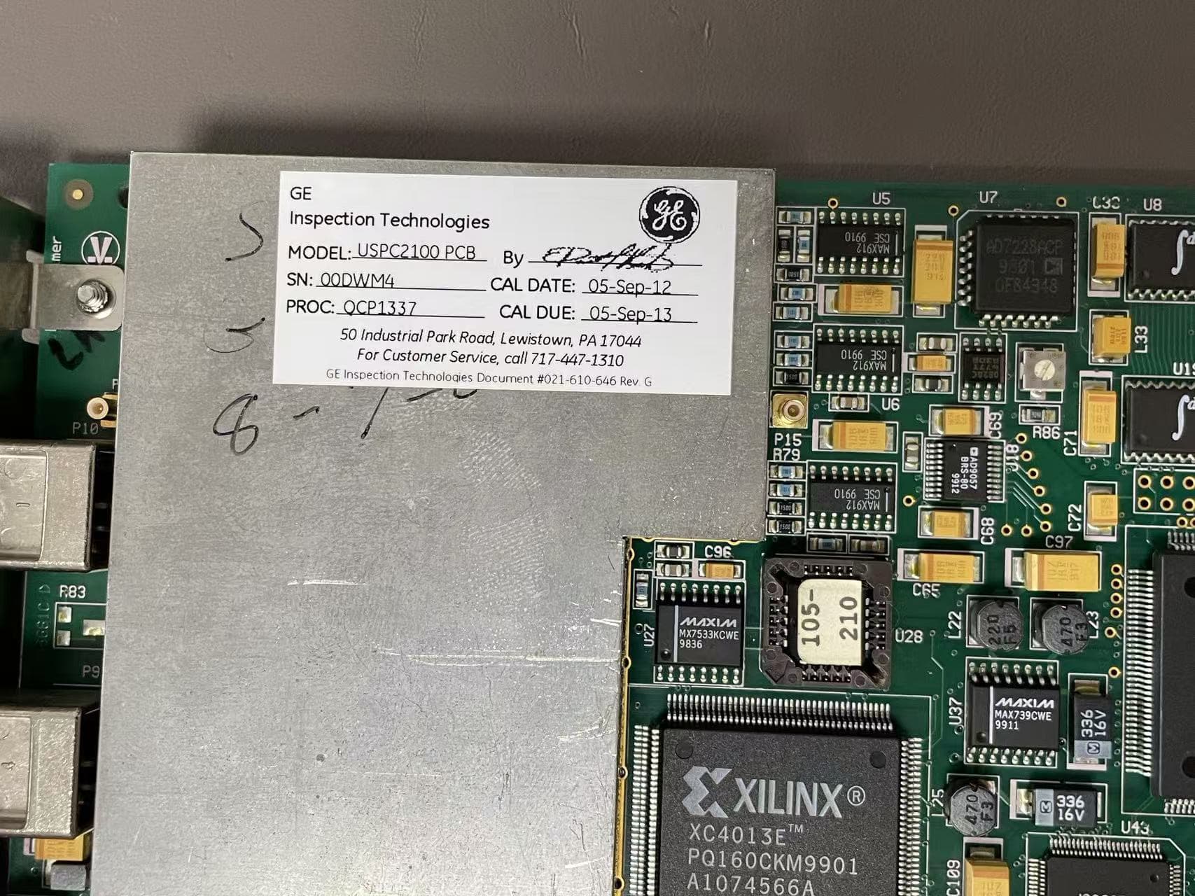 GE Inspection Technologies USPC2100 Part Label