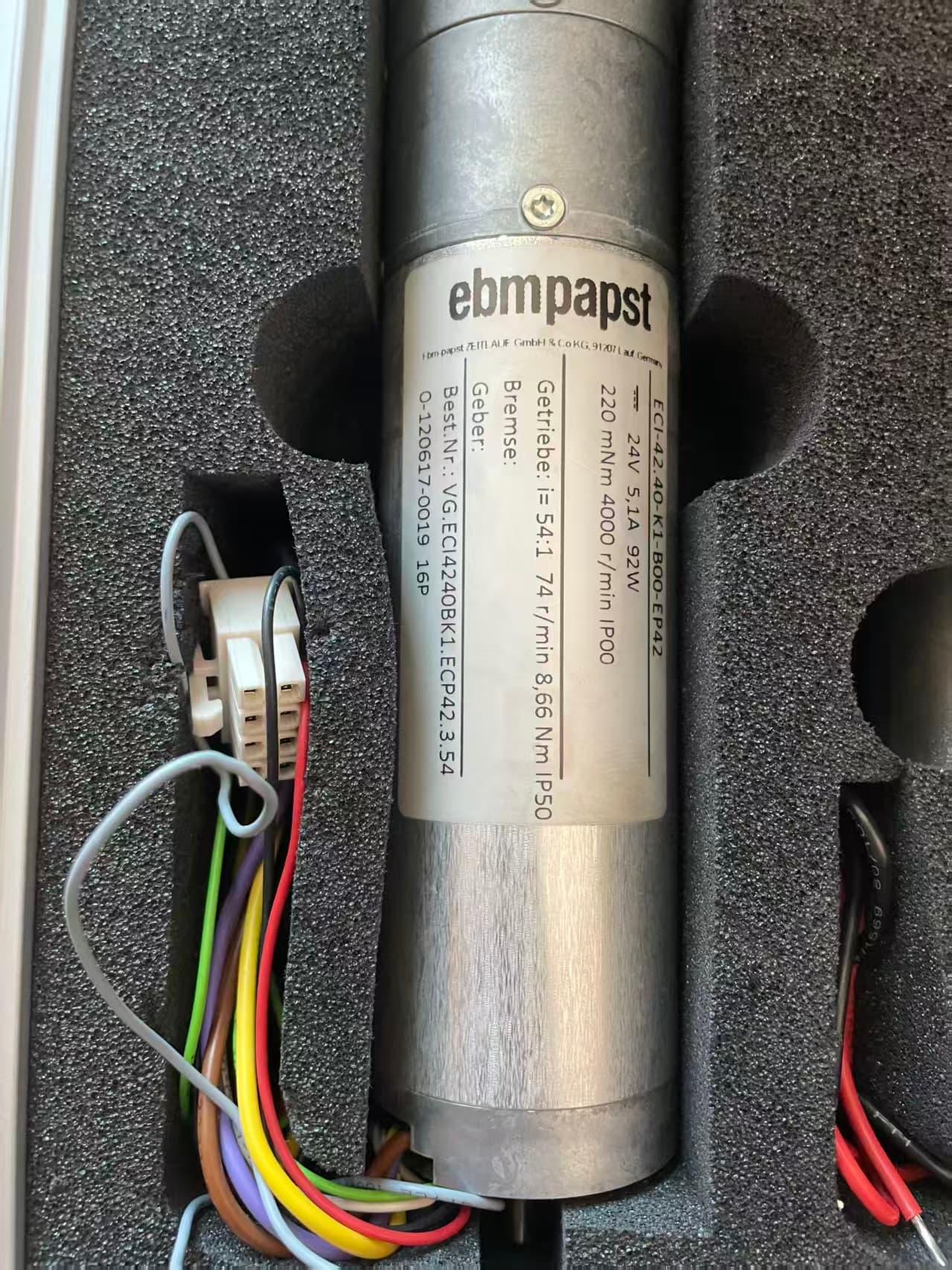 ebmpapst ECI 42.40 K1-800-R42 motor with wiring