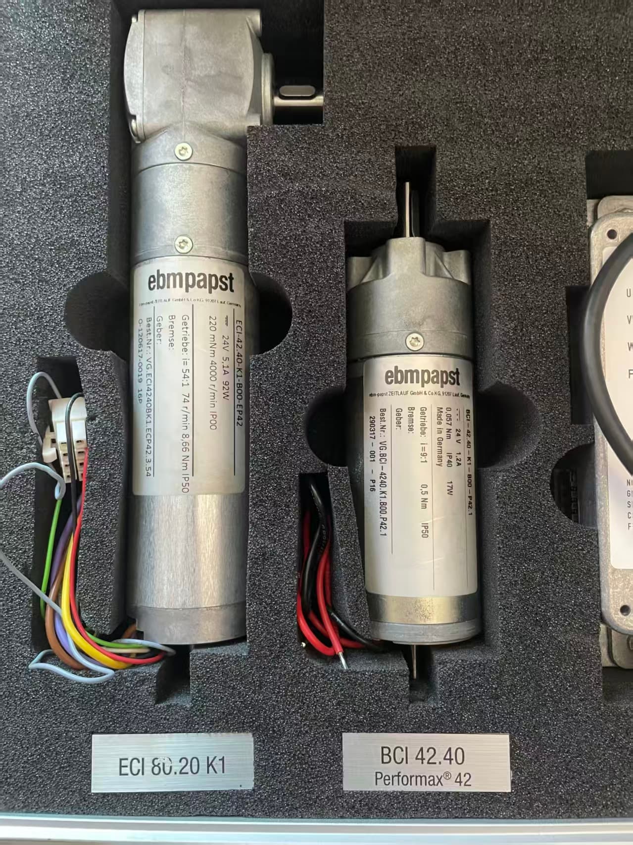 ebmpapst ECI 80.20 K1 and BCI 42.40 Performax 42 motors