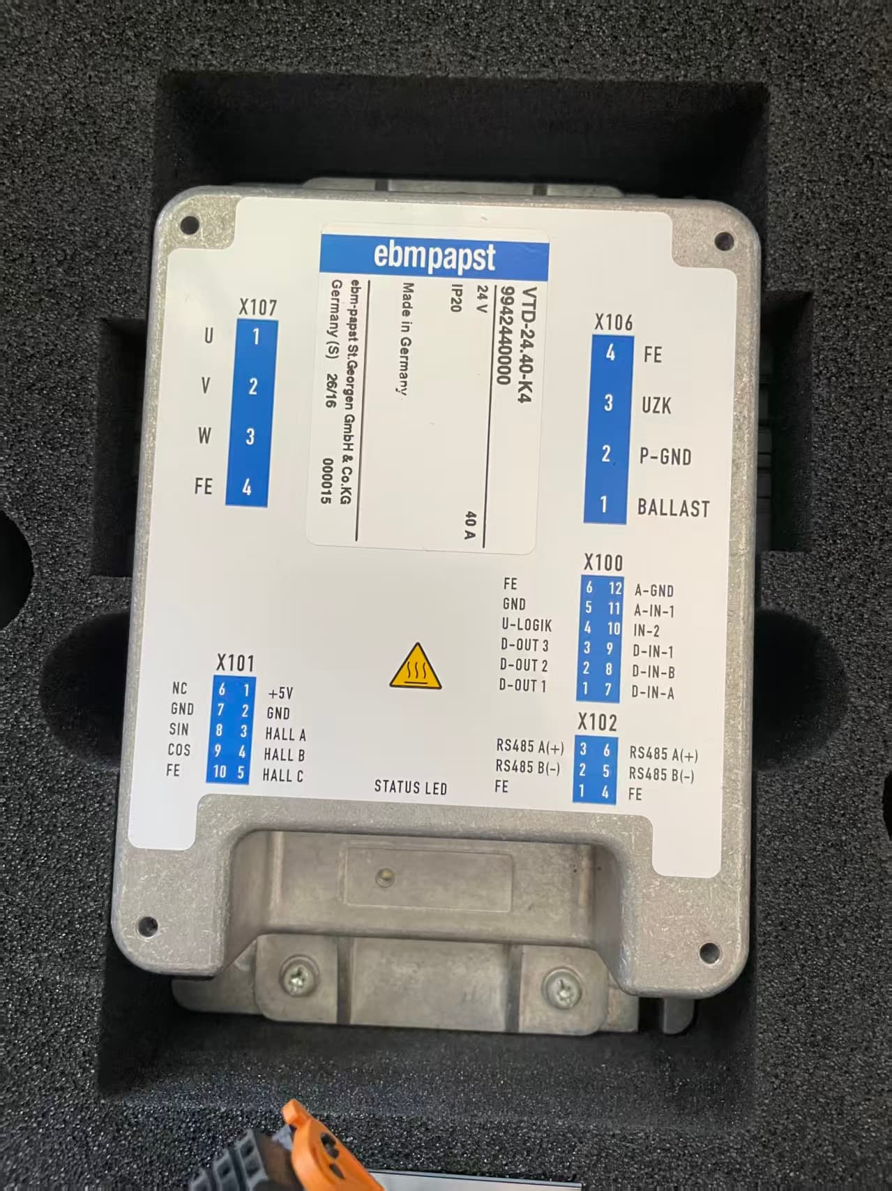 Detailed view of ebmpapst VTD 24.40-K4 modular drive controller