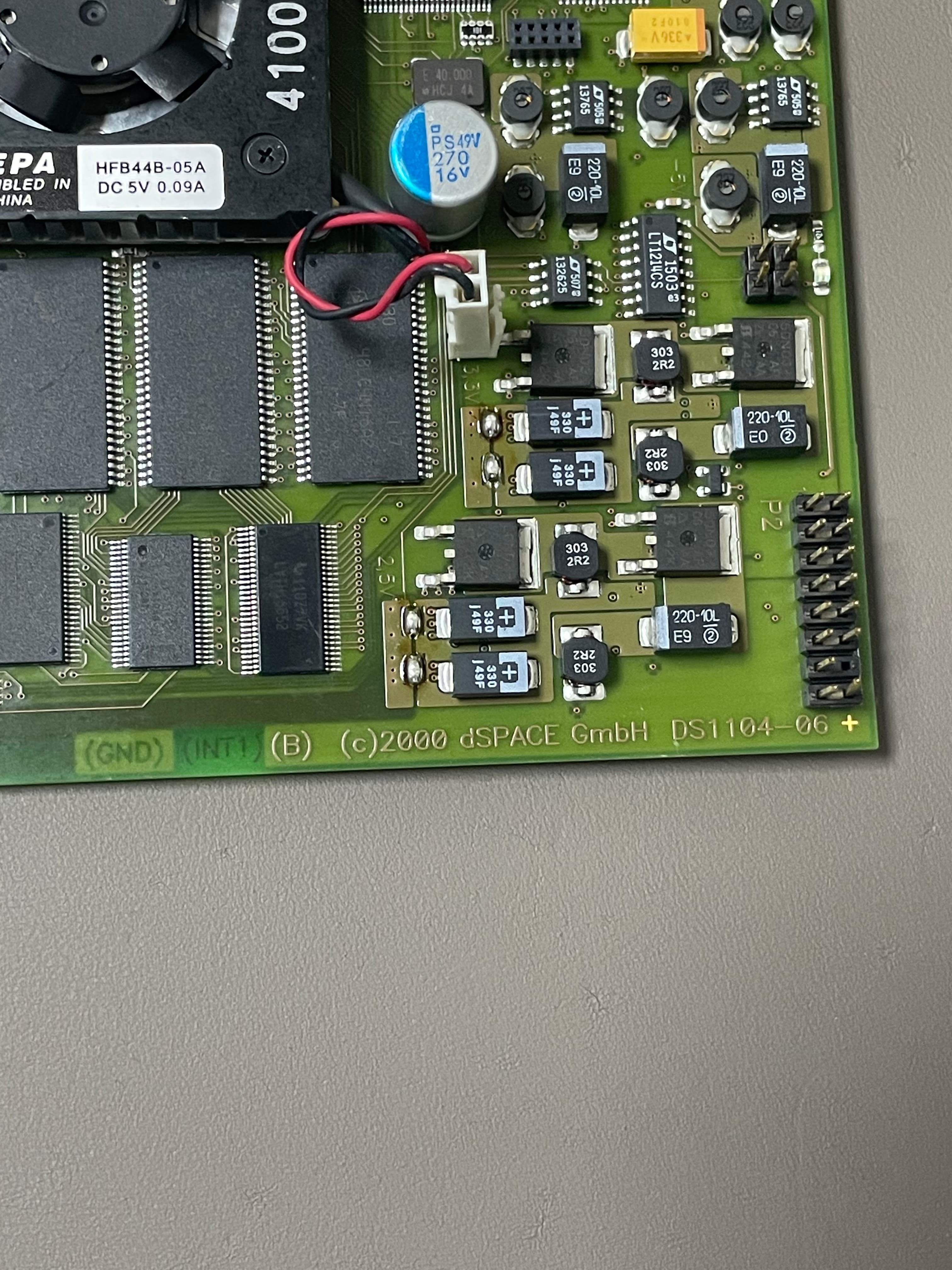 Detailed view of dSPACE DS1104 board showing 2000 dSPACE GmbH marking