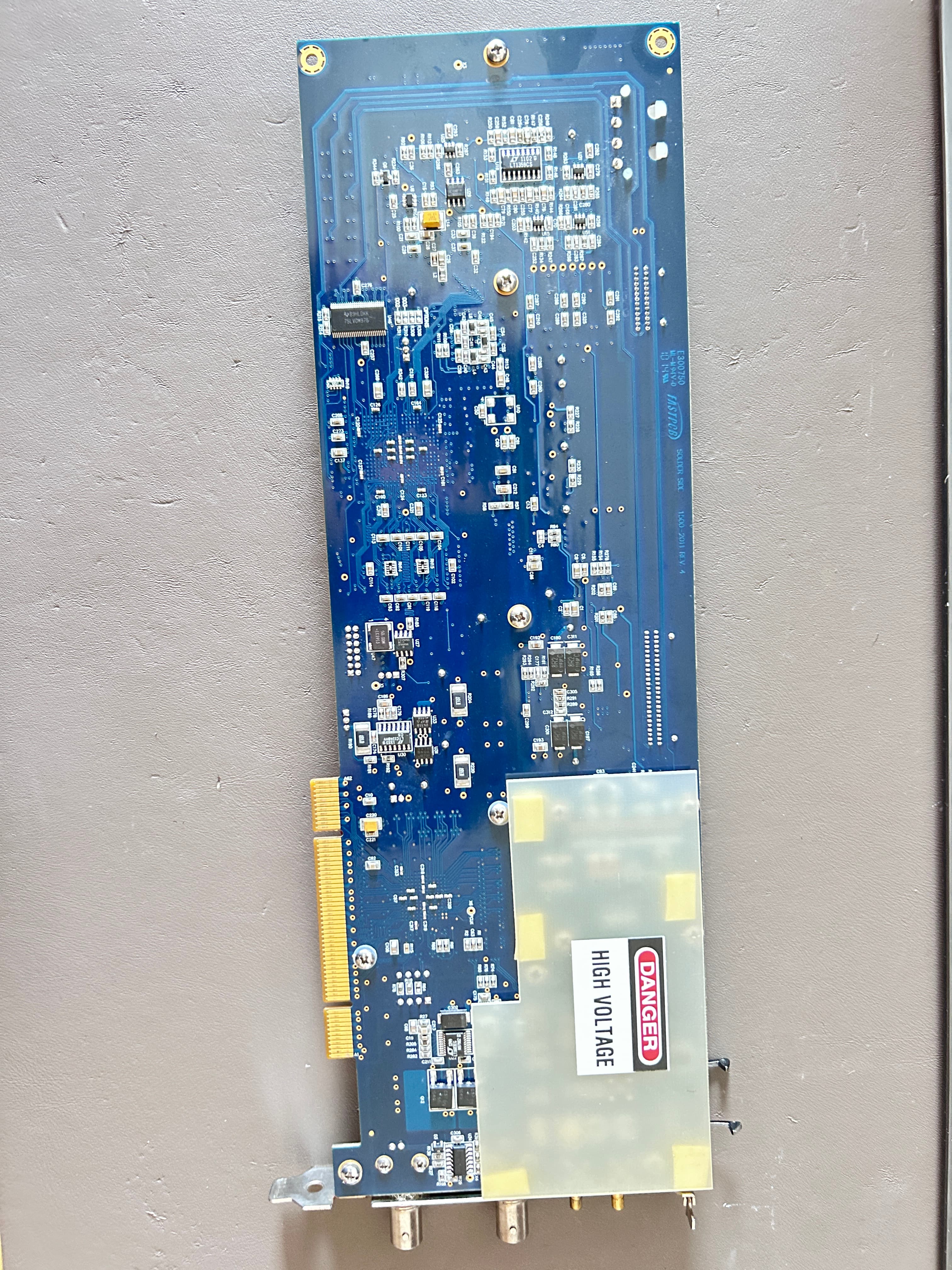 Mistras ARB-1410 NDT Card Full Back View with High Voltage Warning