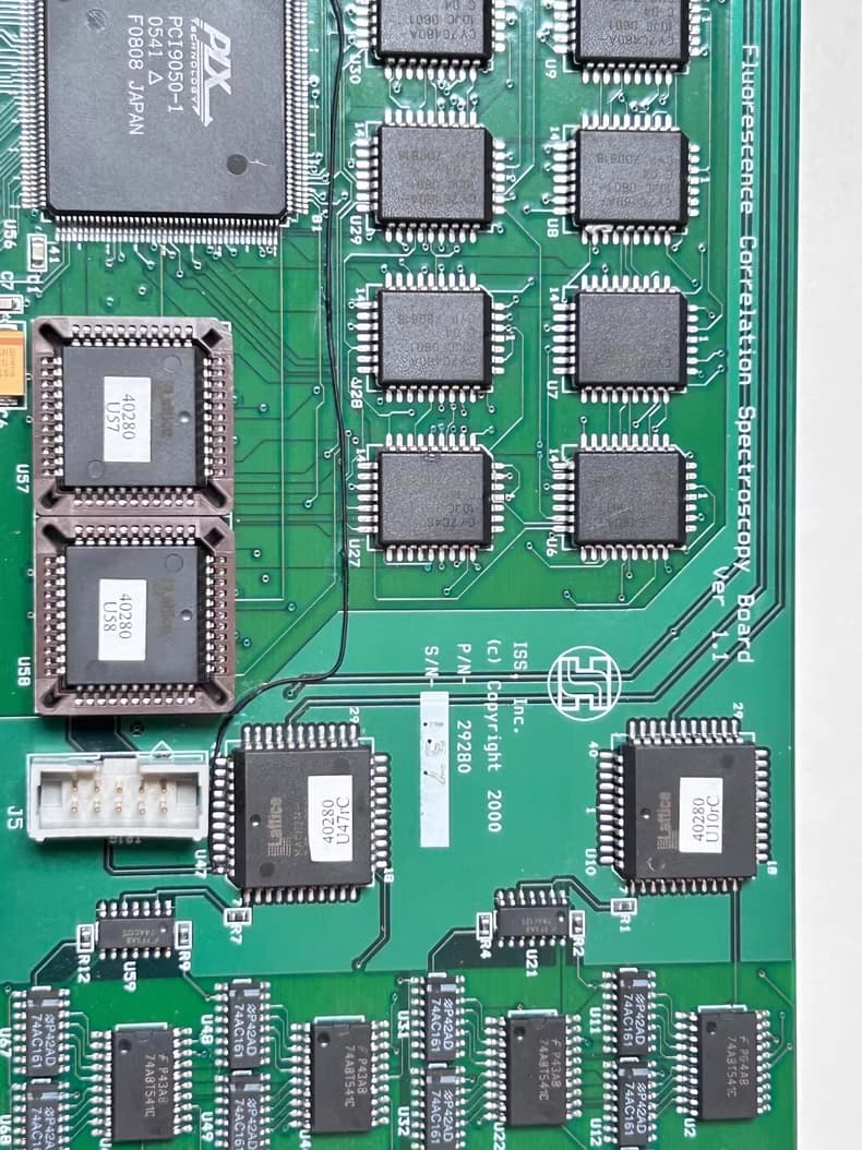 Close-up of photon counting chips on ISS FCS board